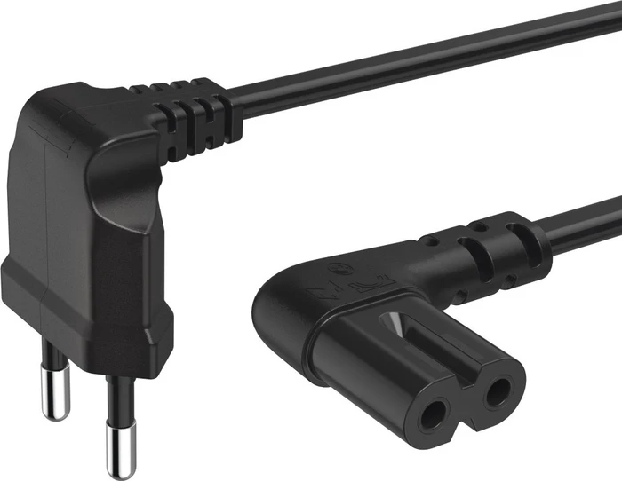 Hama Euro-Netzkabel gewinkelt/gewinkelt, 5m schwarz