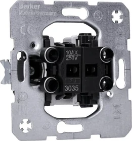 Hager Serienschalter, Wippenschalter-Einsatz, zwei Tasten, Unterputz, 10A/250V, IP20