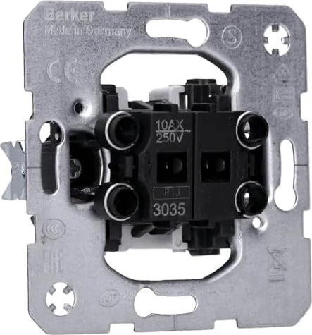 Hager Serienschalter, Wippenschalter-Einsatz, zwei Tasten, Unterputz, 10A/250V, IP20