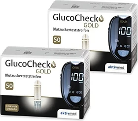 Aktivmed GlucoCheck Gold Blutzucker-Teststreifen,    50 Stück