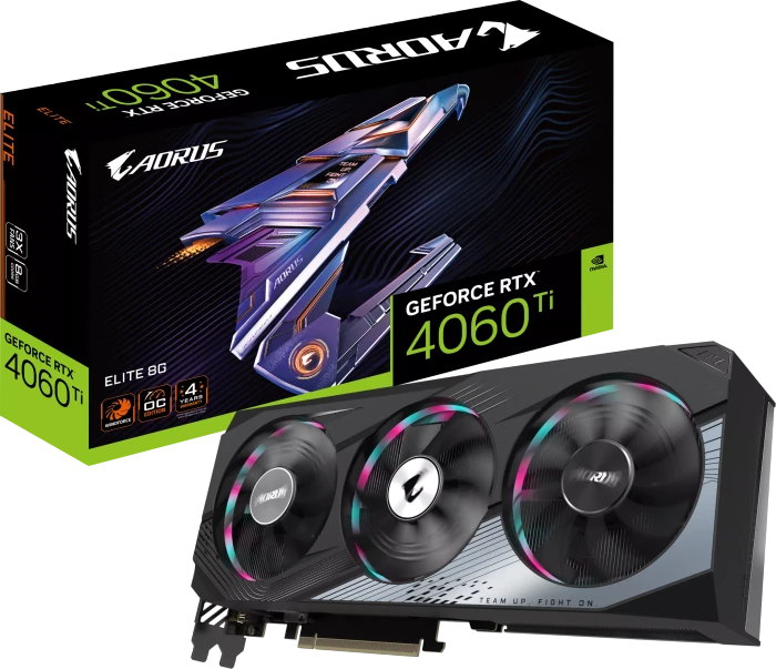 GIGABYTE AORUS GeForce RTX 4060 Ti Elite 8G, 8GB GDDR6, 2x HDMI, 2x DP
