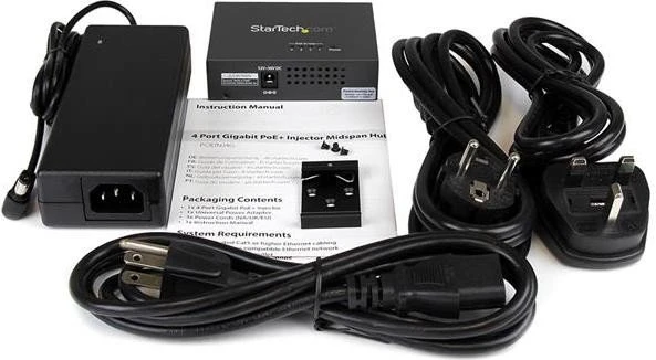StarTech Desktop Gigabit PoE-Injektor, 4x RJ-45, 120W PoE+
