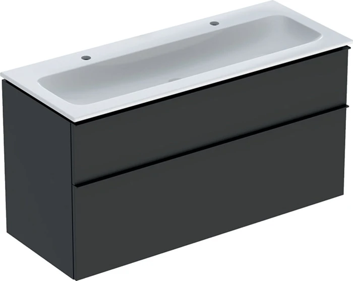 Geberit iCon Set Möbelwaschtisch/Unterschrank 120cm weiß, Korpus: lava/lackiert matt, Griff: lava/pulverbeschichtet matt