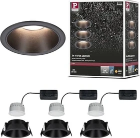 Paulmann Cole Coin LED 6W Einbauleuchte schwarz, 3 Stück