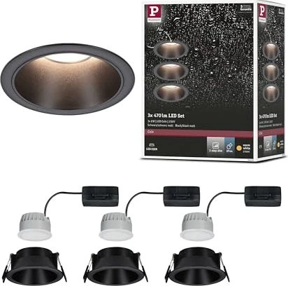 Paulmann Cole Coin LED 6W Einbauleuchte schwarz, 3 Stück