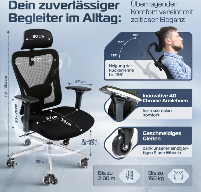 Clouvou CleverSeat Bürostuhl, schwarz