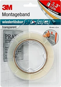 3M Scotch doppelseitiges Montageband transparent, 19mm/5m, 1 Stück