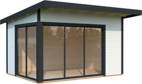 Palmako Andrea 11.2m² Slide Plus Gartenhaus weiß/anthrazit