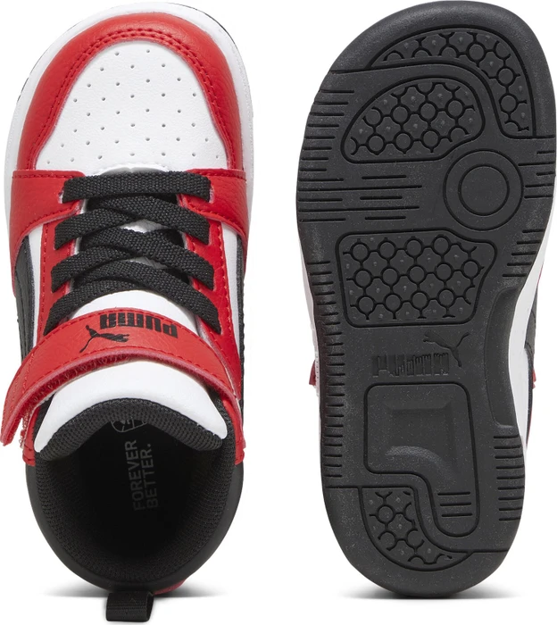 Puma Rebound V6 Mid puma white/puma black/for all time red (Junior)