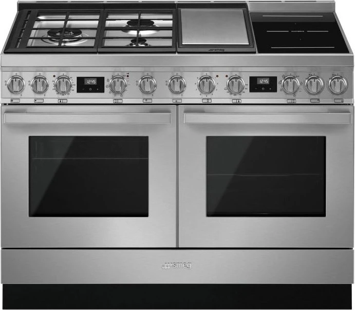 Smeg Portofino CPF120IGMPXD Doppel-Elektroherd mit Gas-/Induktionskochfeld