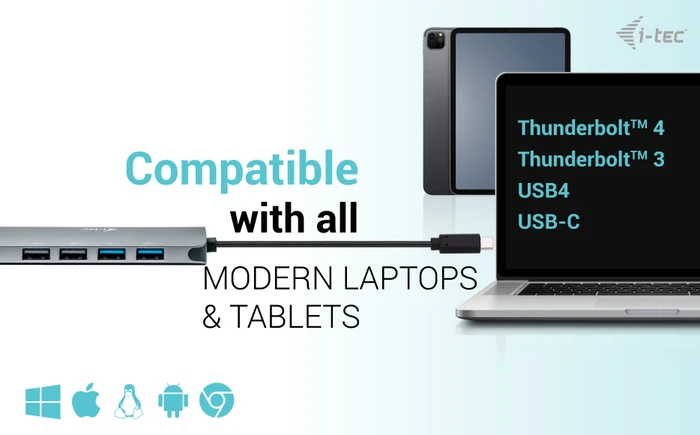 i-tec USB-C Metal Nano 2x Display Docking Station + Power Delivery 100W, USB-C 3.0 [Stecker]