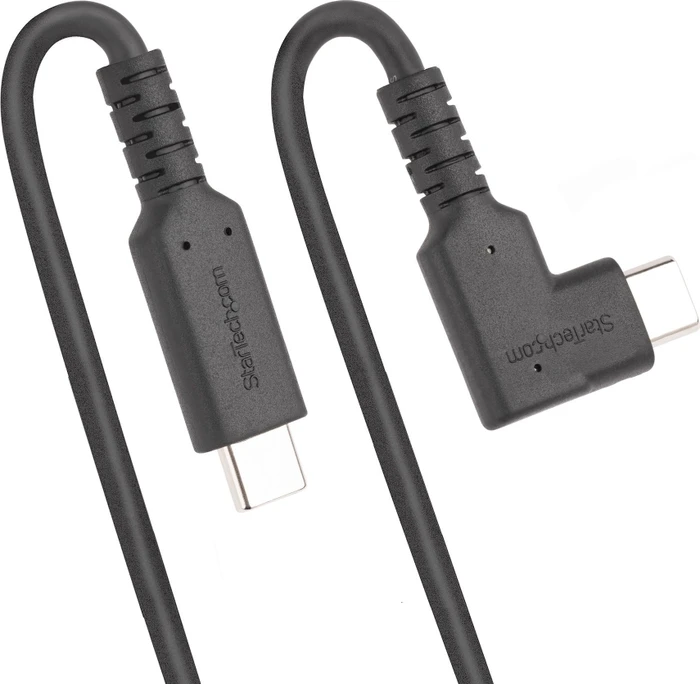 StarTech USB Kabel, USB 3.1, 10Gb/s, 4K60Hz, 100W, USB-C [Stecker] auf USB-C [Stecker], 90° gewinkelt, 200cm