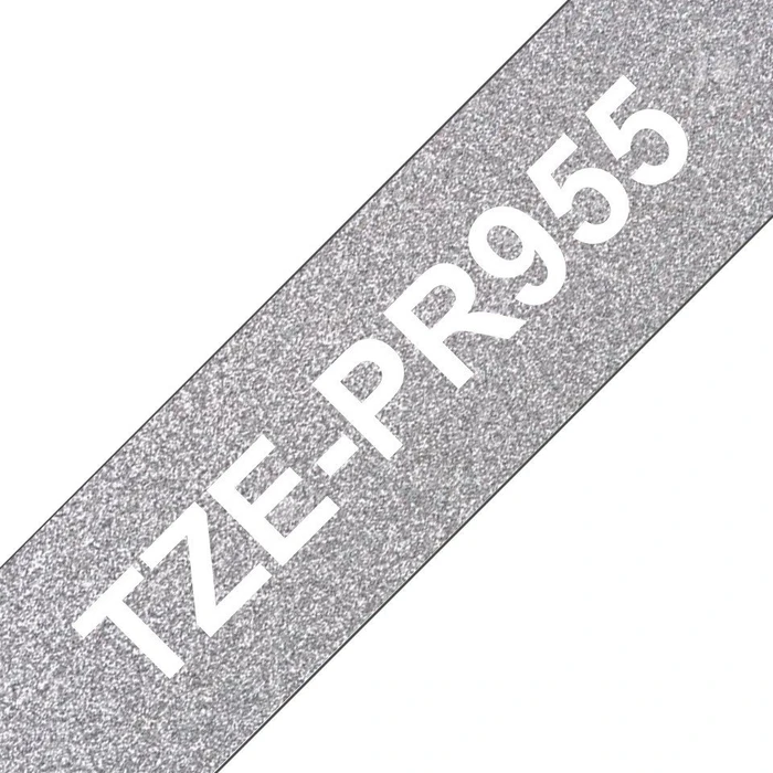 Brother TZe-PR955 Beschriftungsband, 24mm, weiß/Glitter silber