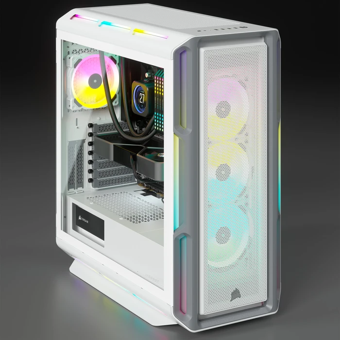 Corsair iCue 5000T RGB TG, weiß, Glasfenster