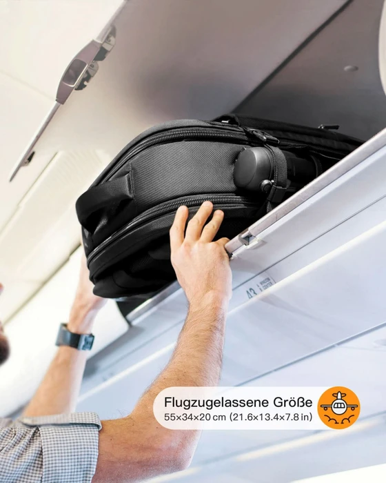 Inateck 40L 17" Laptop-Reiserucksack, schwarz