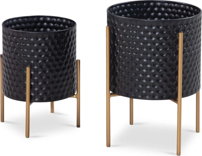 Wohnling Blumentopf-Set schwarz, 2-tlg.