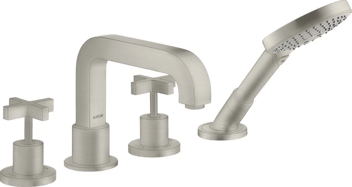 Hansgrohe Axor Citterio 4-Loch Wannenkombination mit Kreuzgriff edelstahloptik