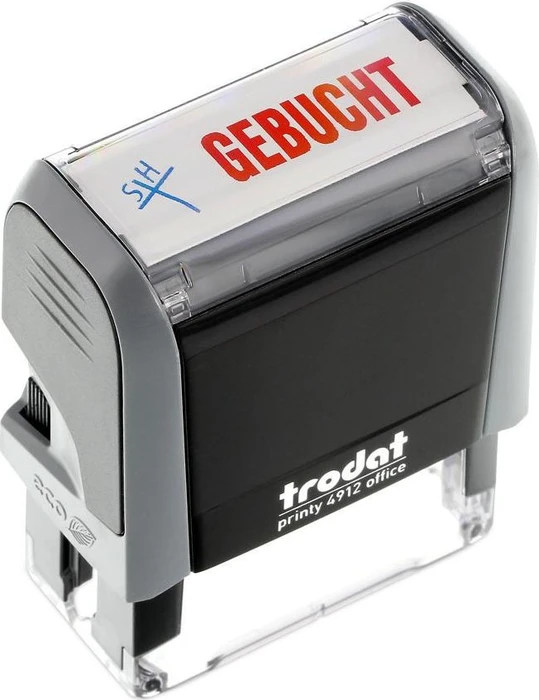 trodat printy 4912 Textstempel mit Motiv GEBUCHT, 47x18mm, schwarz