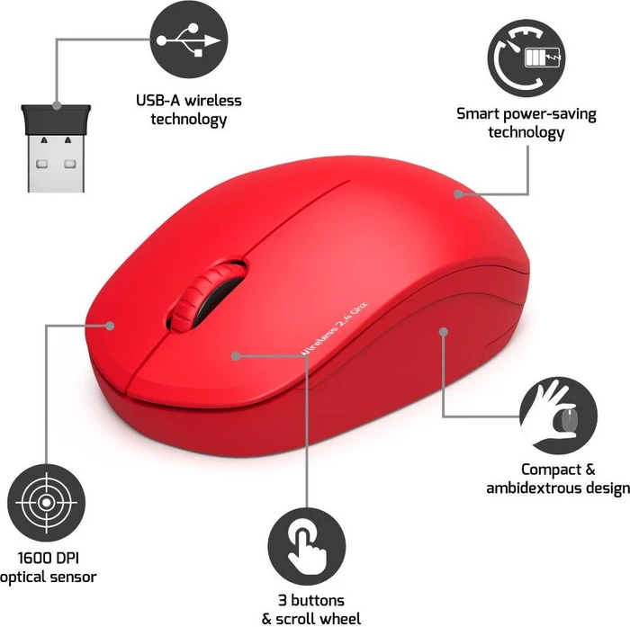 Port Designs Wireless Mouse Collection rot, USB
