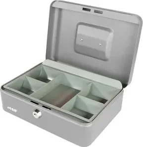 HMF 10125 Geldkassette, silber, Schlüsselschloss