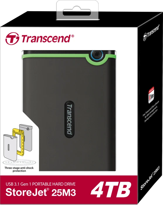 Transcend StoreJet 25M3 Slim, Iron Gray, 4TB, USB 3.0 Micro-B