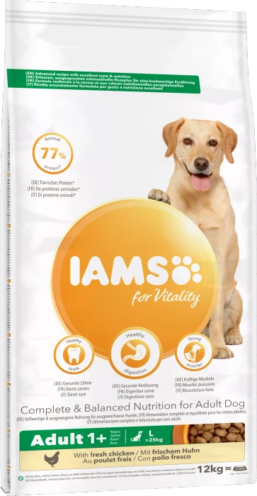 IAMS for Vitality für ausgewachsene Hunde großer Rasse, mit Huhn, 12kg