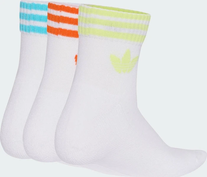 adidas 3-Streifen Ankle Socken white/samba blue/orange/frozen lemon, 3 Paare