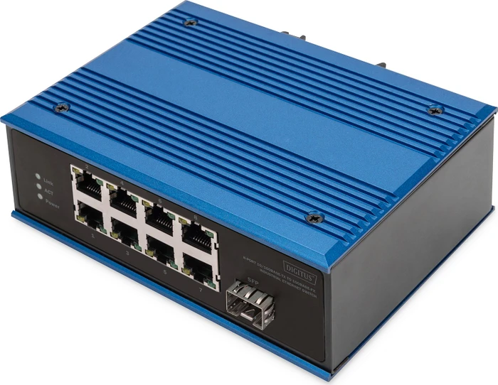Digitus DN-65 Industrial Railmount Switch, 8x RJ-45, 1x SFP