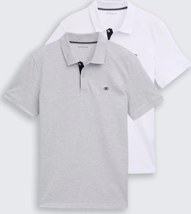 Basic, 2er Pack Poloshirt kurzarm grau (Herren)