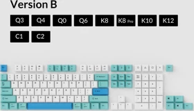 Keychron OEM Dye-Sub Keycap-Set Iceberg - Version B, Kunststoff (PBT), Iceberg, weiß/türkis, 114 Tasten, ANSI-US