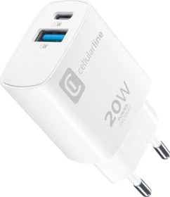 Cellularline Dual Port Travel Charger Apple PD 20W weiß
