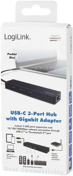 LogiLink USB-Hub, RJ-45, USB-C 3.0 [Stecker]