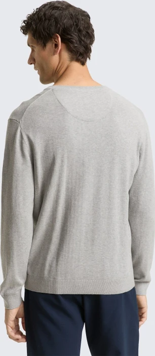 Tom Tailor Strickpullover mit V-Ausschnitt aus Baumwolle Strickpullover light soft grey melange (Herren)