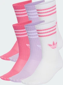 adidas 3-Streifen Crew Socken white/pink fusion/powder plum metallic, 6 Paare (Junior)