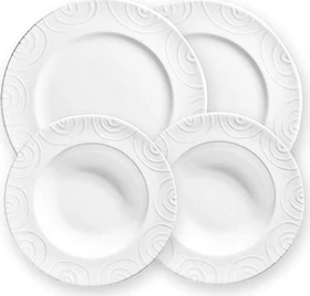 Gmundner Keramik Weißgeflammt Dinner für 2 Gourmet Tafelservice, 4-tlg.