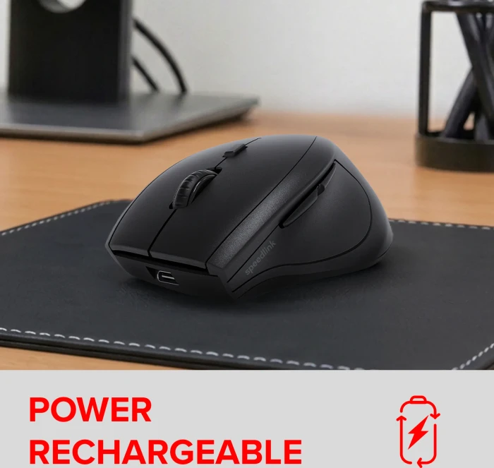 Speedlink Snappy Rechargeable Silent Wireless Mouse, schwarz, USB