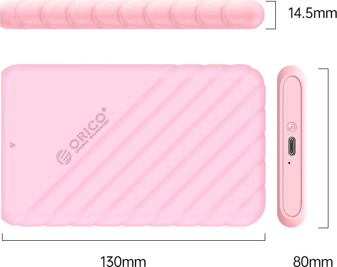 Orico 25PW1-C3, 2.5" HDD Enclosure, rosa, 2.5", USB-C 3.0