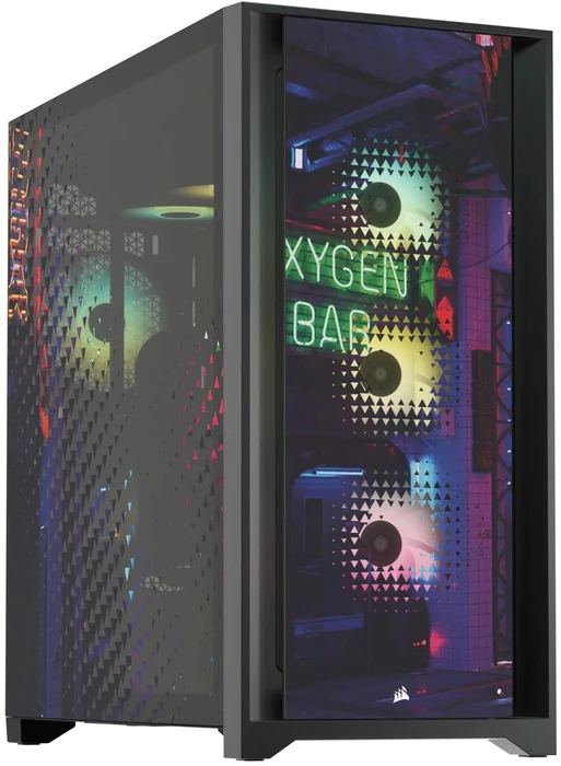Corsair iCue 5000X RGB Signature Series Neon Night, schwarz, Glasfenster