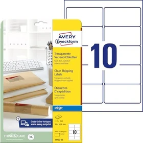 Avery-Zweckform Versandetiketten, 96x50.8mm, transparent, 25 Blatt (250 Etiketten)