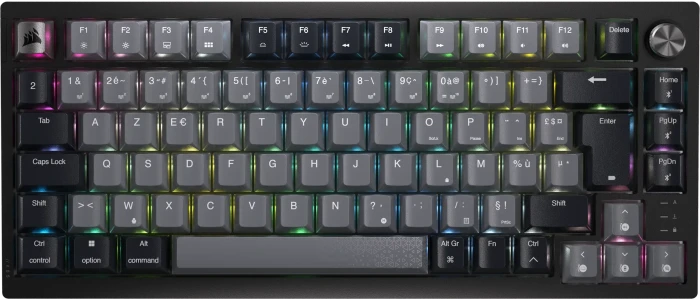 Corsair Gaming K65 Plus Wireless 75% RGB, schwarz/grau, MLX RED, USB/Bluetooth, FR