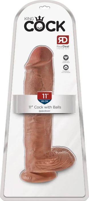 Pipedream King Cock 11" Cock with Balls tan