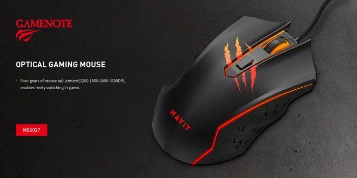 Havit Gamenote MS1027 RGB Gaming Mouse schwarz, USB