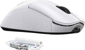 Attack Shark F1 Air 8KHz Wireless, weiß, inkl. Grip Tape & C06 Ultra LED Kabel, USB/Bluetooth