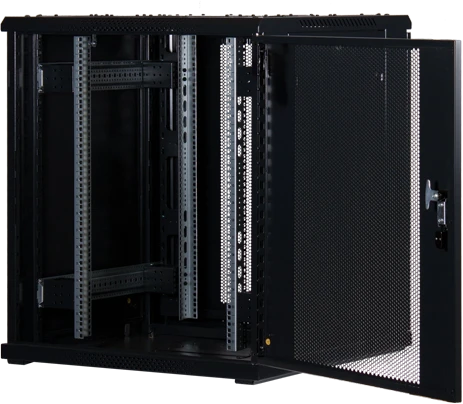 Rockstable 19" Serverschrank 18HE, Gitternetztür, IP2X, schwarz, 800mm tief