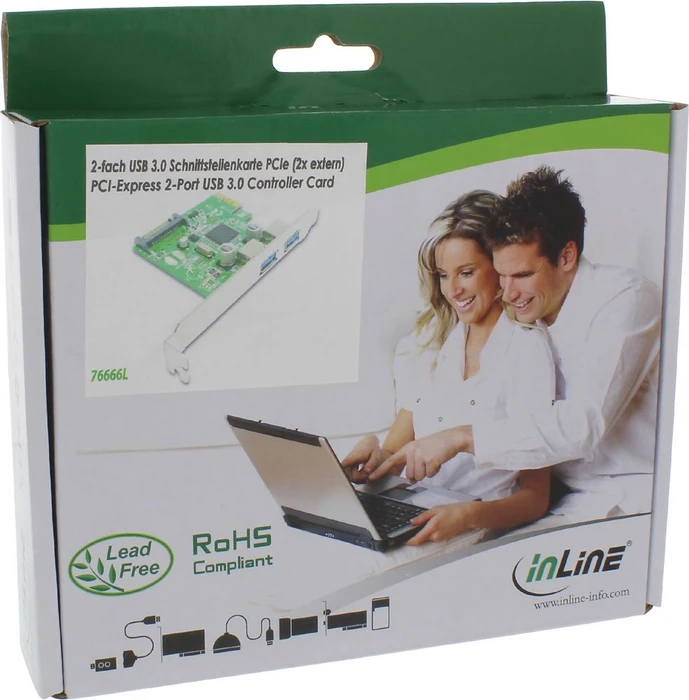 InLine Schnittstellenkarte, 2x USB-A 3.0, PCIe 2.0 x1