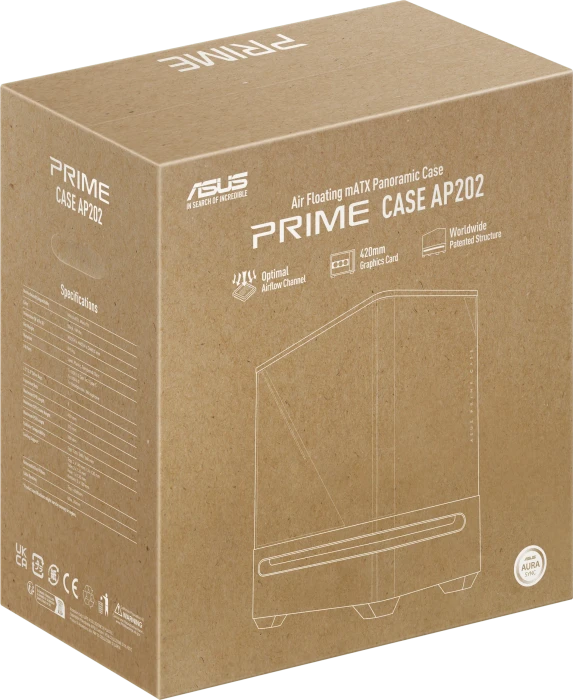 ASUS Prime AP202 ARGB, schwarz, Glasfenster