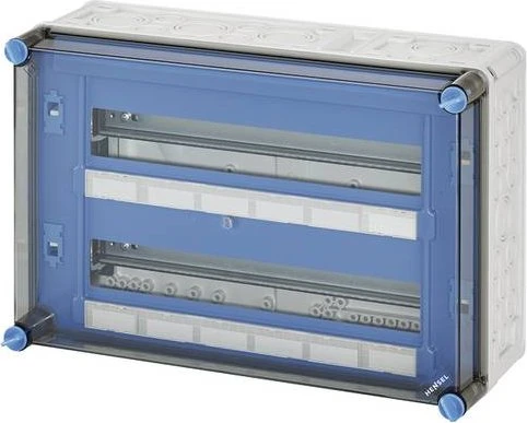 HENSEL Mi-Automatengehäuse Mi 1331 | 36TE | Aufputz | 3 Reihen | transparentes Kunststoff-Deckel | IP65 | grau RAL7035 Image