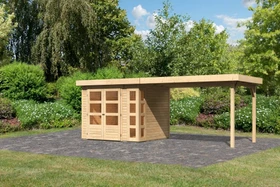 Karibu Kerko 3 Gartenhaus inkl. Anbau 2.8m natur