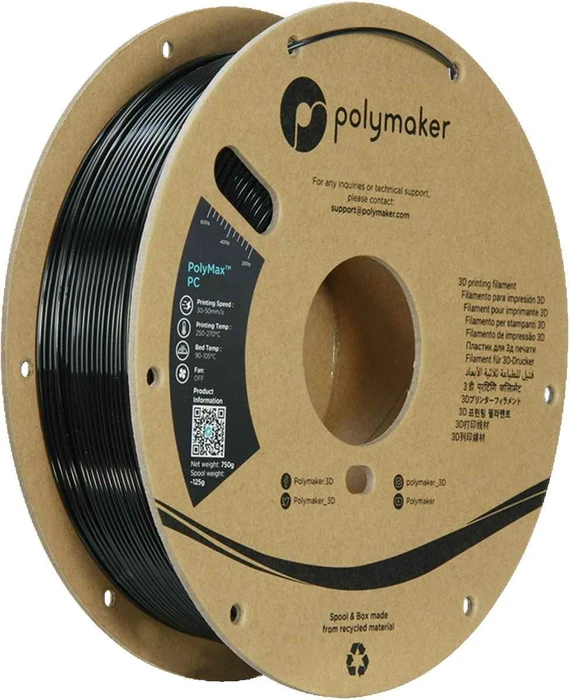 Polymaker PolyMax PC, true black, Spule, 1.75mm, 750g