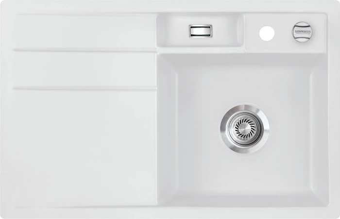 systemceram Bela 78 F Einbau Becken rechts mit Ablauffernbedienung satin